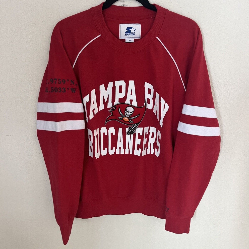 Tampa Bay Buccaneers Large Starter Crew Neck Sweater Red Striped